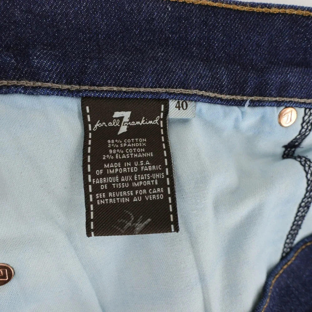 7 For All Mankind Standard Jeans Mens 40 Blue Dark Wash Button Fly Straight Leg